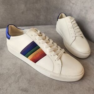 Kurt Geiger sneakers men's 12 white leather Laney rainbow logo sporty new $170